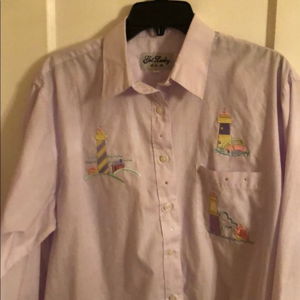GET LUCKY USA Pinstriped Boathouse Lovers Shirt
